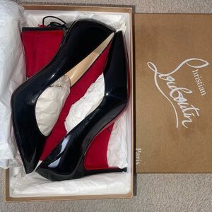 Christian Louboutin Glossy Black Heels with Red Soles